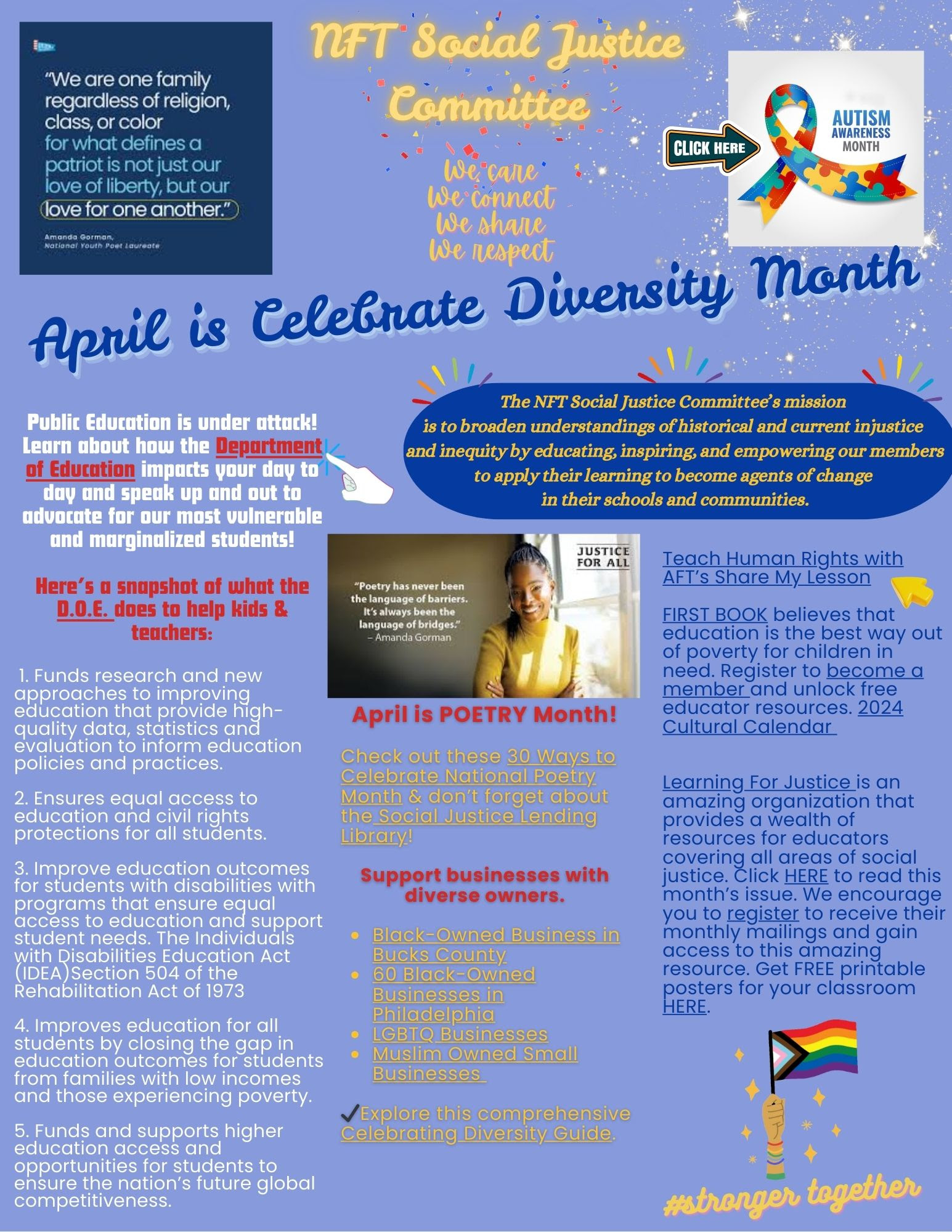 NFT Social Justice Committee - April 2025 - Celebrate Diversity Month