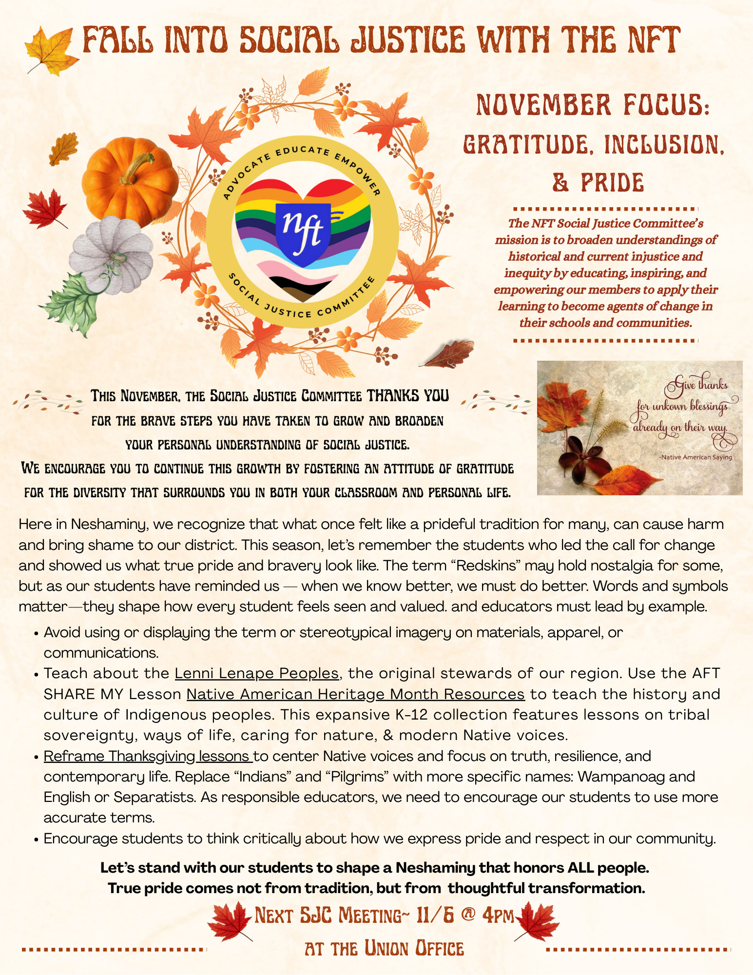 NFT Social Justice Committee - November 2025