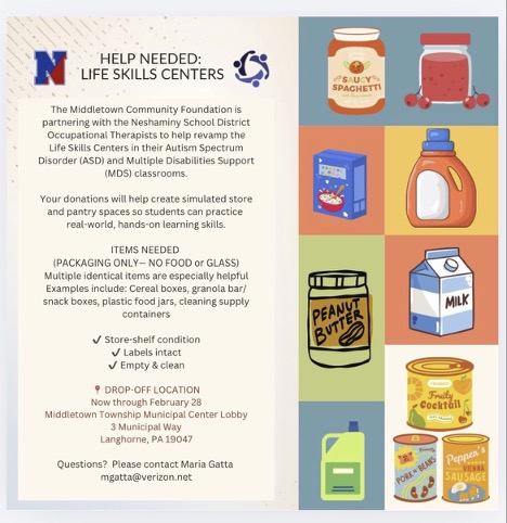 Collect Food Packaging to Benefit Neshaminy Life Skills Program